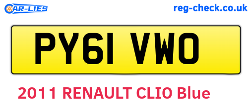 PY61VWO are the vehicle registration plates.