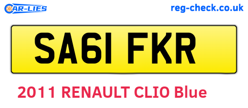 SA61FKR are the vehicle registration plates.