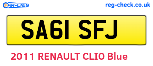 SA61SFJ are the vehicle registration plates.
