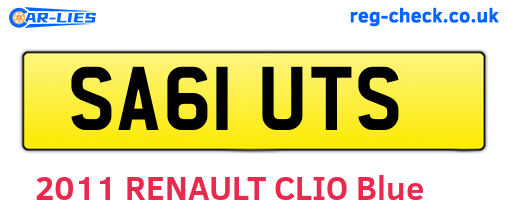 SA61UTS are the vehicle registration plates.