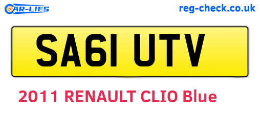 SA61UTV are the vehicle registration plates.