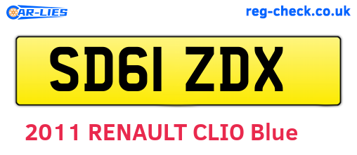 SD61ZDX are the vehicle registration plates.