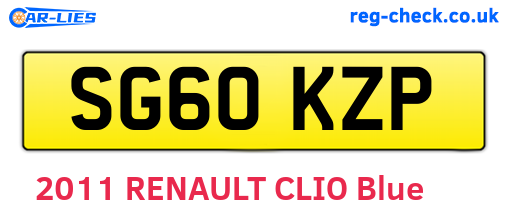 SG60KZP are the vehicle registration plates.