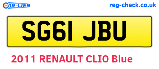 SG61JBU are the vehicle registration plates.