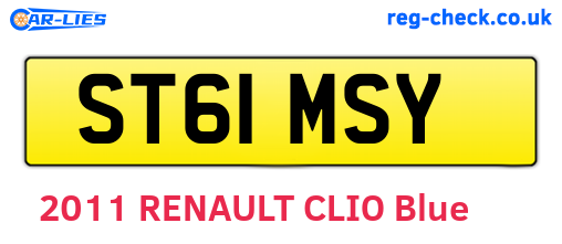 ST61MSY are the vehicle registration plates.