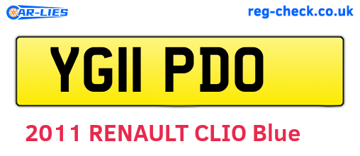 YG11PDO are the vehicle registration plates.