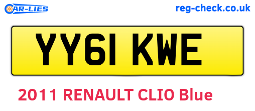YY61KWE are the vehicle registration plates.