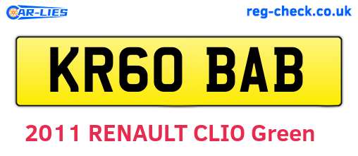 KR60BAB are the vehicle registration plates.