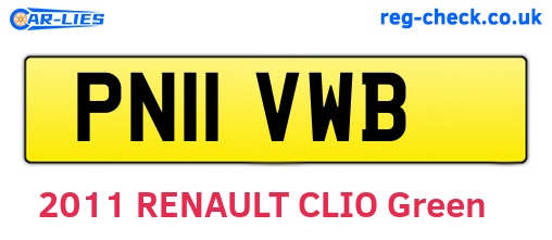 PN11VWB are the vehicle registration plates.