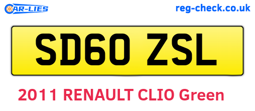 SD60ZSL are the vehicle registration plates.