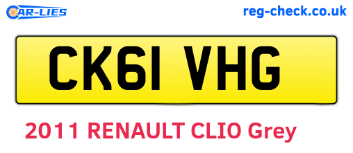 CK61VHG are the vehicle registration plates.