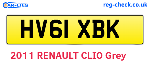HV61XBK are the vehicle registration plates.