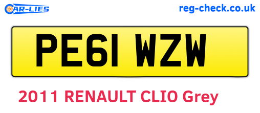 PE61WZW are the vehicle registration plates.