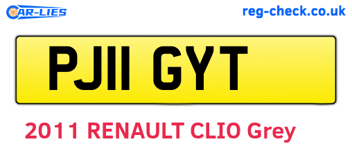 PJ11GYT are the vehicle registration plates.