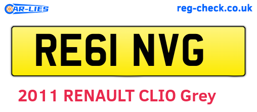 RE61NVG are the vehicle registration plates.