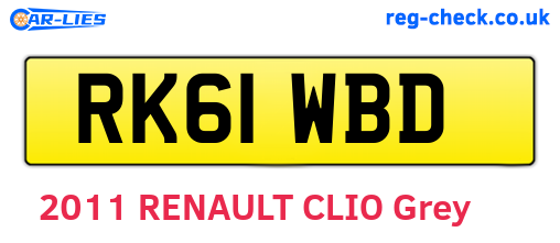RK61WBD are the vehicle registration plates.