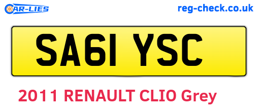SA61YSC are the vehicle registration plates.