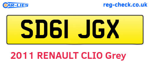 SD61JGX are the vehicle registration plates.