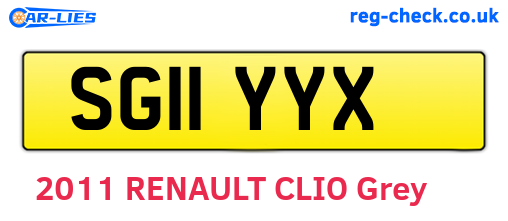 SG11YYX are the vehicle registration plates.