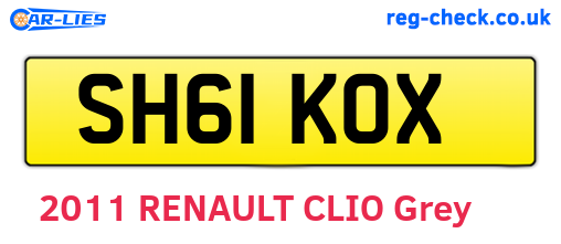 SH61KOX are the vehicle registration plates.