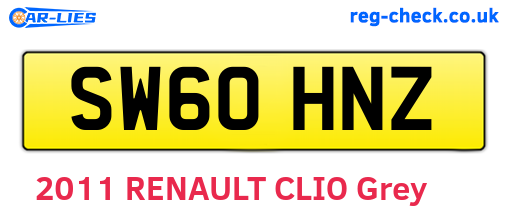 SW60HNZ are the vehicle registration plates.