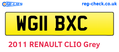 WG11BXC are the vehicle registration plates.