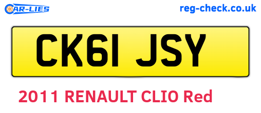 CK61JSY are the vehicle registration plates.