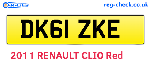 DK61ZKE are the vehicle registration plates.