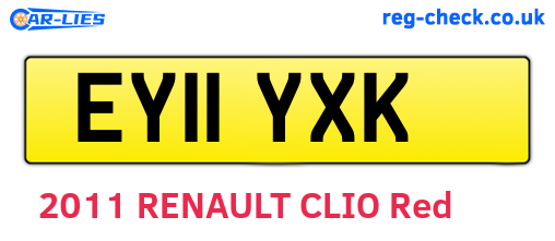 EY11YXK are the vehicle registration plates.