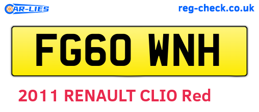 FG60WNH are the vehicle registration plates.