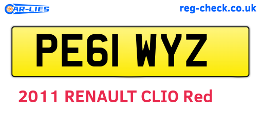 PE61WYZ are the vehicle registration plates.