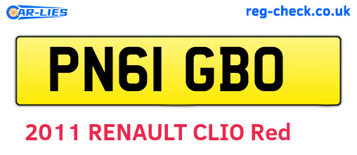 PN61GBO are the vehicle registration plates.