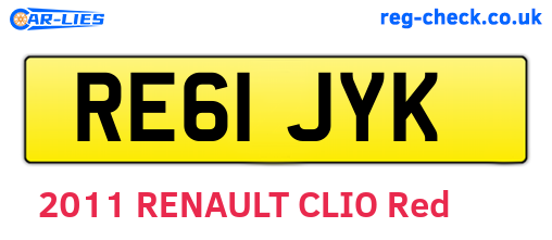 RE61JYK are the vehicle registration plates.