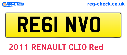 RE61NVO are the vehicle registration plates.