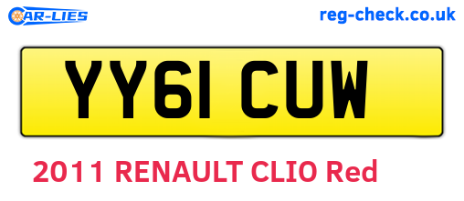 YY61CUW are the vehicle registration plates.