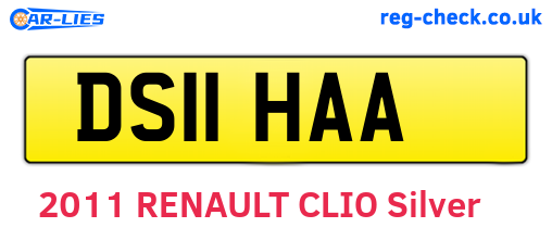 DS11HAA are the vehicle registration plates.