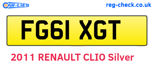 FG61XGT are the vehicle registration plates.