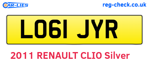 LO61JYR are the vehicle registration plates.