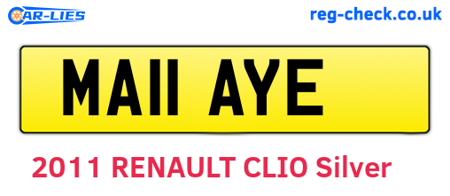 MA11AYE are the vehicle registration plates.