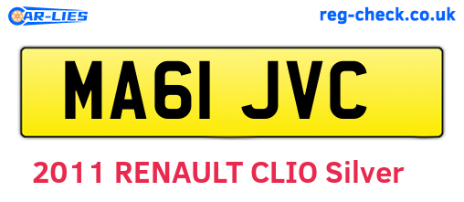 MA61JVC are the vehicle registration plates.