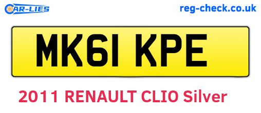 MK61KPE are the vehicle registration plates.