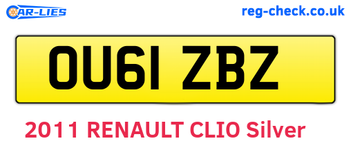 OU61ZBZ are the vehicle registration plates.
