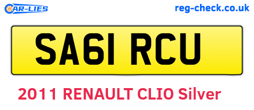 SA61RCU are the vehicle registration plates.