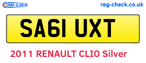 SA61UXT are the vehicle registration plates.