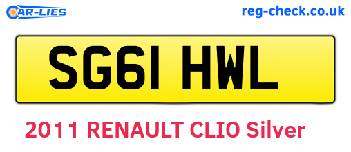 SG61HWL are the vehicle registration plates.