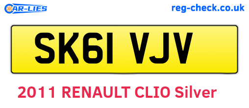 SK61VJV are the vehicle registration plates.
