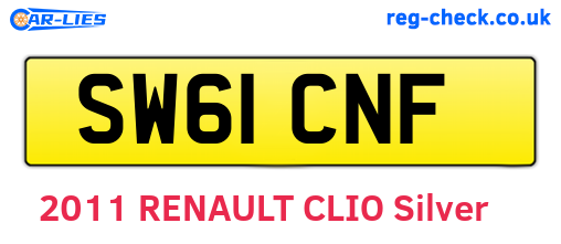 SW61CNF are the vehicle registration plates.