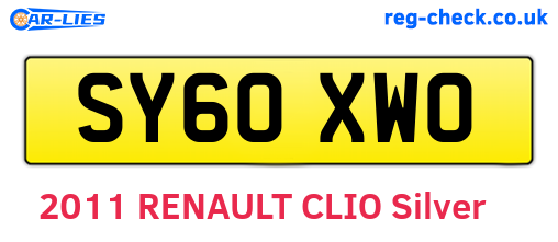 SY60XWO are the vehicle registration plates.