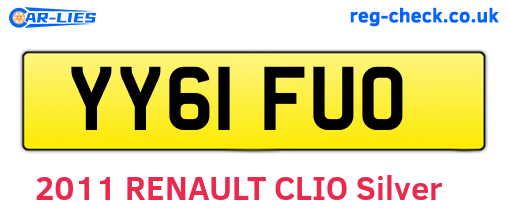 YY61FUO are the vehicle registration plates.
