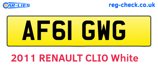 AF61GWG are the vehicle registration plates.